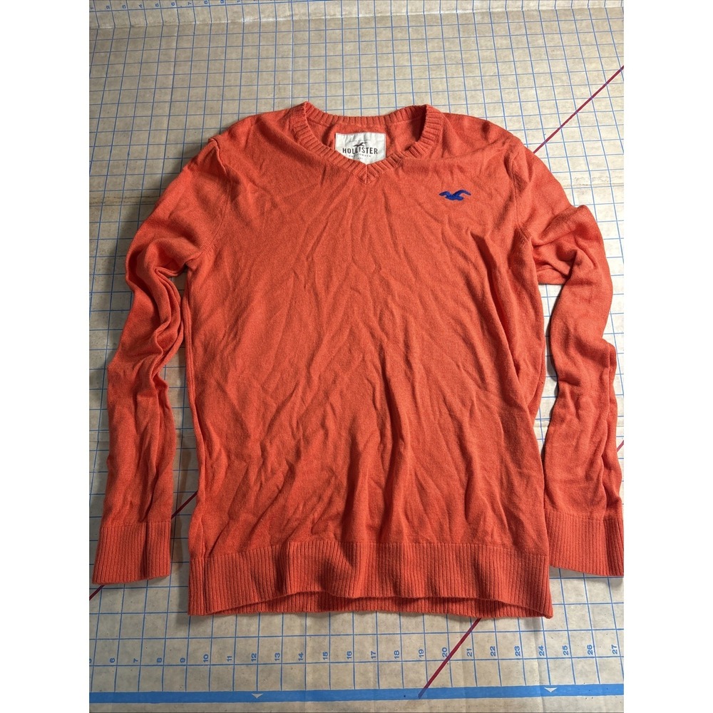 Hollister Co. Men's Long Sleeve Sweater Shirt Orange, Size Small